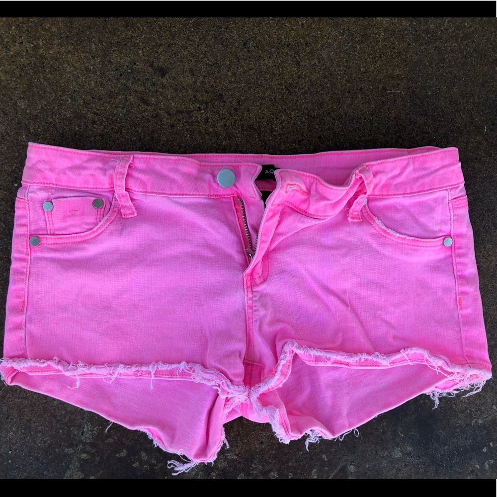 Neon Pink Denim Cut-Off Shorts Size 27